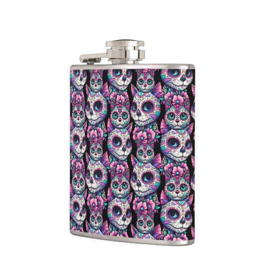 Zuckerkatzenmuster Flachmann (Links)