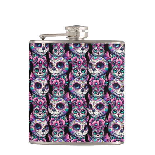 Zuckerkatzenmuster Flachmann (Vorderseite)