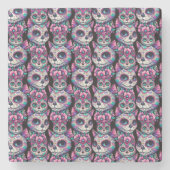 Zuckerkatzenmuster Steinuntersetzer (Vorderseite)