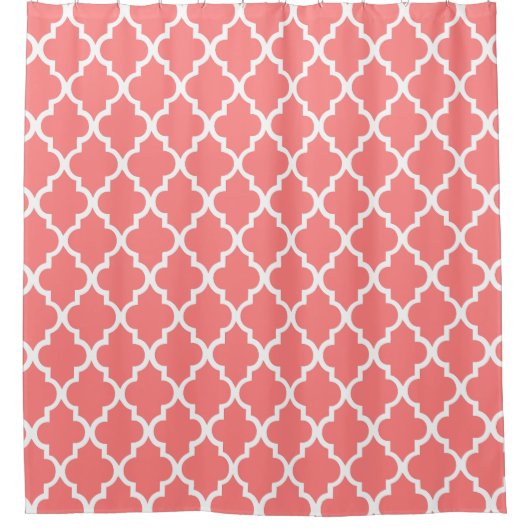 Zuckerkorallenrosa Quatrefolienmuster Duschvorhang (Vorderseite)
