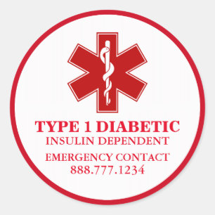 Zuckerkranke medizinische Informationen Runder Aufkleber