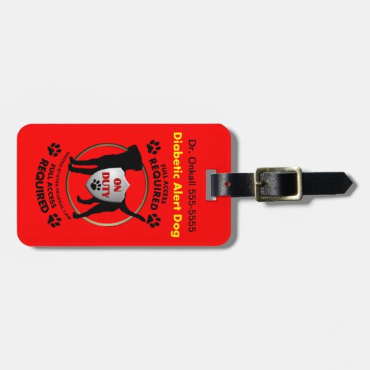 Zuckerkranke wachsame personalisierte gepäckanhänger (Vorderseite horizontal)