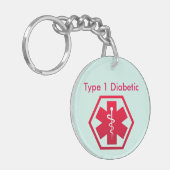Zuckerkranker medizinischer Alarm Schlüsselanhänger (Vorderseite links)