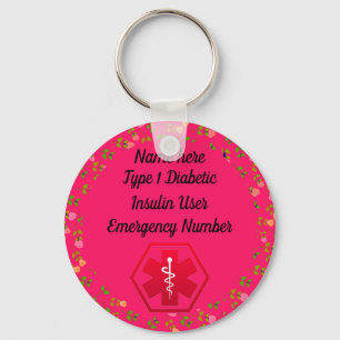 Zuckerkranker wachsamer personalisierter Typ 1 Schlüsselanhänger
