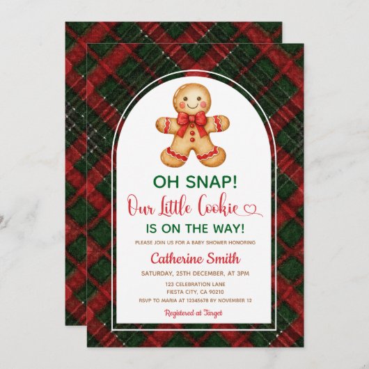 Zuckerkuchen Klassische Weihnachts-Baby-Party Einladung (Vorne/Hinten)