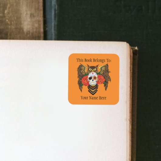 Zuckerkull-Rose Buchzeichen Quadratischer Aufkleber