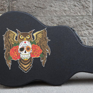 Zuckerkull-Rose Owl Aufkleber