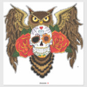 Zuckerkull-Rose Owl Aufkleber (Blatt)