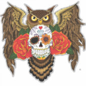 Zuckerkull-Rose Owl Aufkleber (Vorderseite)