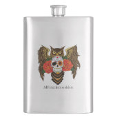 Zuckerkull-Rose Owl Flachmann (Vorderseite)