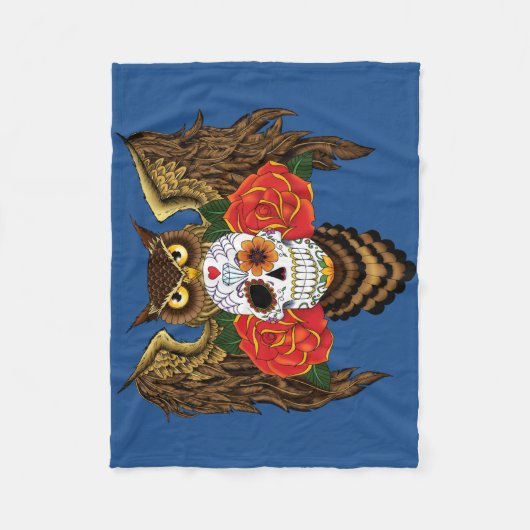 Zuckerkull-Rose Owl Fleecedecke (Vorderseite)