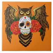 Zuckerkull-Rose Owl Fliese (Vorderseite)