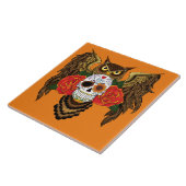 Zuckerkull-Rose Owl Fliese (Seite)