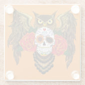 Zuckerkull-Rose Owl Glasuntersetzer (Rückseite)