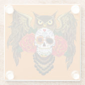 Zuckerkull-Rose Owl Glasuntersetzer (Rückseite)