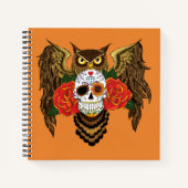 Zuckerkull-Rose Owl Notizbuch (Vorderseite)