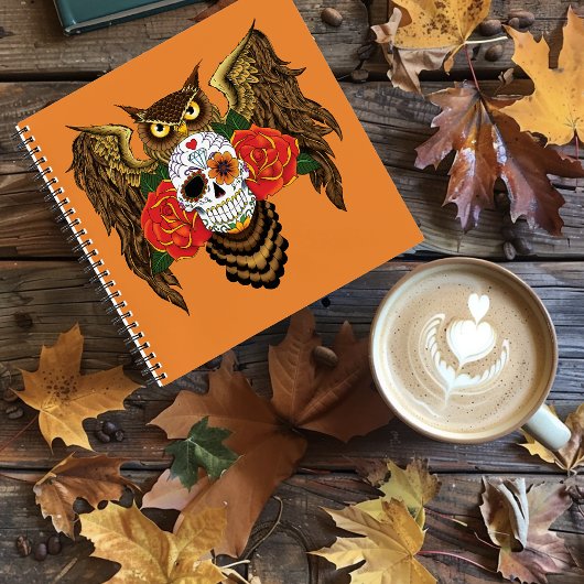Zuckerkull-Rose Owl Notizbuch