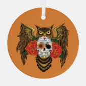 Zuckerkull-Rose Owl Ornament Aus Glas (Rückseite)