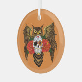 Zuckerkull-Rose Owl Ornament Aus Glas (Vorderseite links)