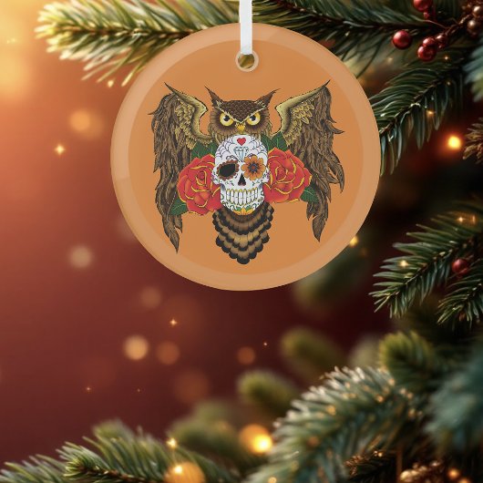Zuckerkull-Rose Owl Ornament Aus Glas