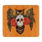 Zuckerkull-Rose Owl Schneidebrett (Vorderseite)