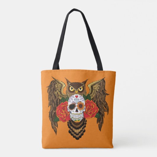 Zuckerkull-Rose Owl Tasche (Rückseite)