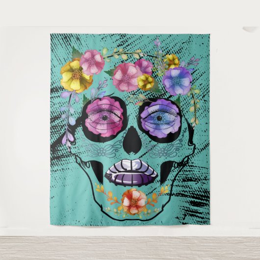 Zuckerkulle Aquamarine Blume Wandteppich (Vorderseite)