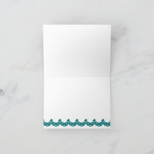 Zuckerkullen und Spitzen auf Aquamarinen, individu Dankeskarte (Innenseite)