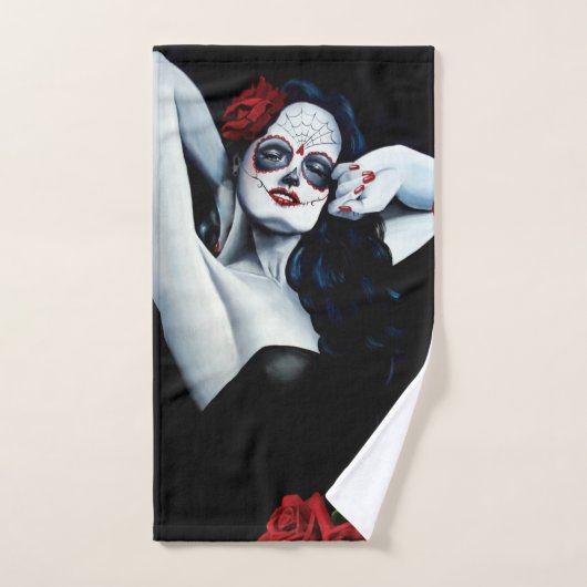 Zuckerkuller Rote Rosen schwarz Badhandtuch Set (Handtuch)