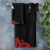 Zuckerkuller Rote Rosen schwarz Badhandtuch Set