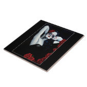 Zuckerkuller Rote Rosen schwarz Fliese (Seite)