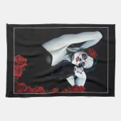Zuckerkuller Rote Rosen schwarz Geschirrtuch (Horizontal)