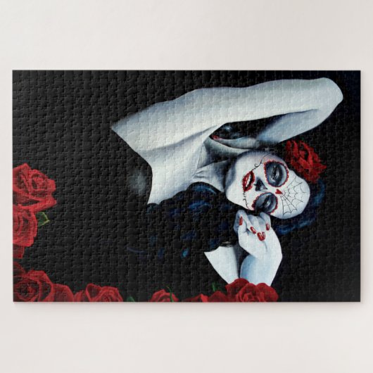 Zuckerkuller Rote Rosen schwarz Puzzle (Horizontal)