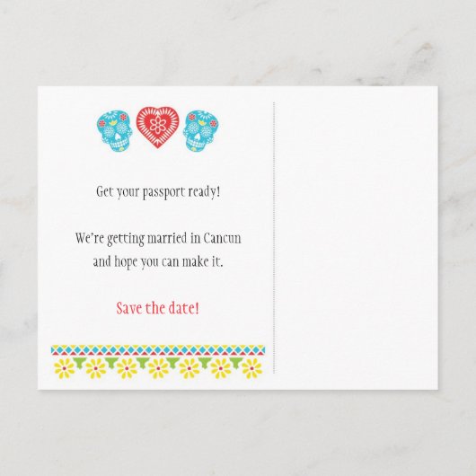 Zuckerkulls Save the Date Postkarte (Rückseite)