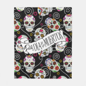 Zuckerkulls und Wirbel Rose Schwarz ID725 Fleecedecke (Vorderseite)
