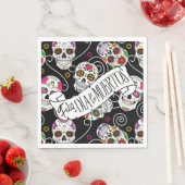 Zuckerkulls und Wirbel Rose Schwarz ID725 Serviette (Beispiel)