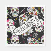 Zuckerkulls und Wirbel Rose Schwarz ID725 Serviette (Vorderseite)