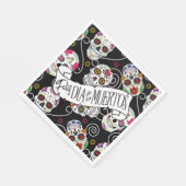 Zuckerkulls und Wirbel Rose Schwarz ID725 Serviette (Ecke)