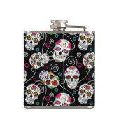 Zuckerkulls und Wirbel Schwarz ID725 Flachmann (Rückseite)