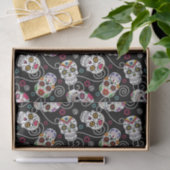 Zuckerkulls und Wirbel Schwarz ID725 Seidenpapier (Geschenk)