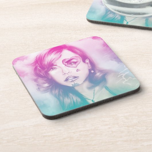 Zuckerkulöpf Mädchen, 6 Untersetzer aus Kunststoff (Linke Seite)