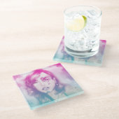 Zuckerkulpf Hübsches Mädchen, Untersetzer aus Glas (Schrägansicht)