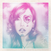 Zuckerkulpf Hübsches Mädchen, Untersetzer aus Glas (Vorderseite)