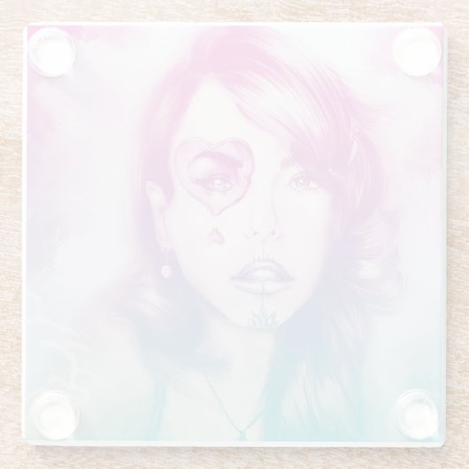 Zuckerkulpf Hübsches Mädchen, Untersetzer aus Glas (Rückseite)