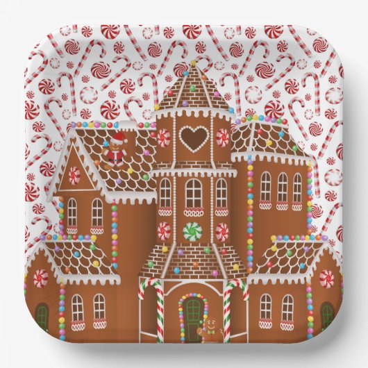 Zuckerlebkuchenhaus pappteller (Vorderseite)