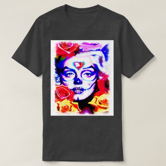Zuckermädchen mit Gelb und rote Rosen T-Shirt (Design vorne)