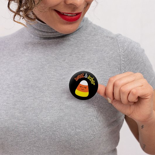 Zuckermais und Sober Candy Mais zu Halloween Button