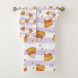 Zuckermais und Sterne Halloween-Muster Badhandtuch Set