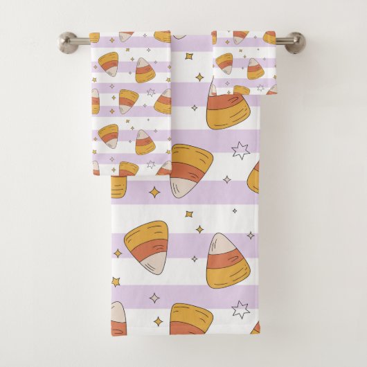Zuckermais und Sterne Halloween-Muster Badhandtuch Set (Insitu)