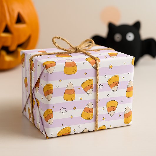 Zuckermais und Sterne Halloween-Muster Geschenkpapier